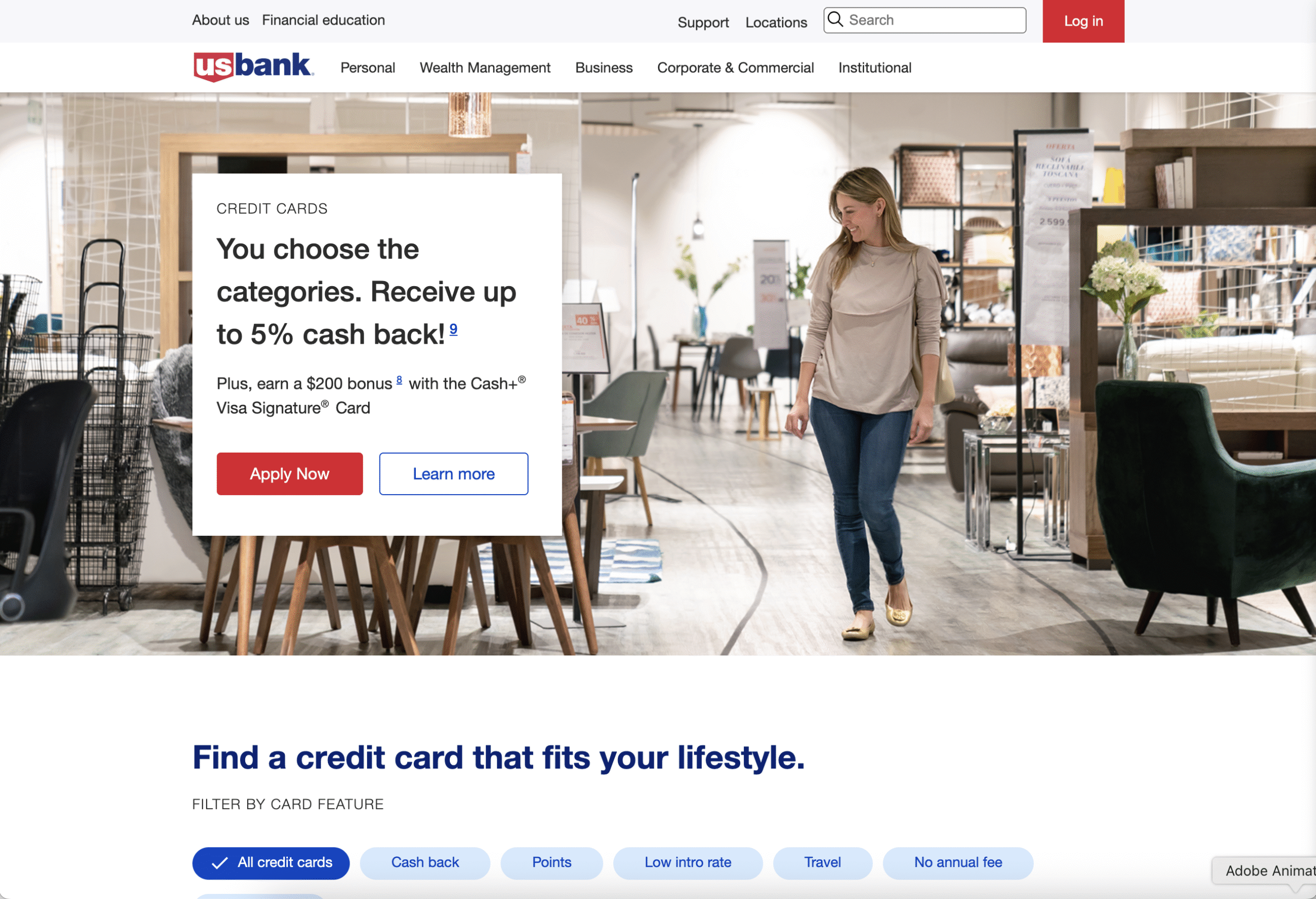 US Bank website header image